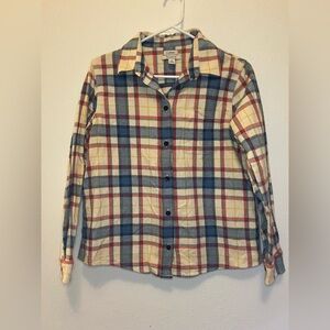 L.L. Bean Multicolor Plaid Relaxed Fit Shirt Size S